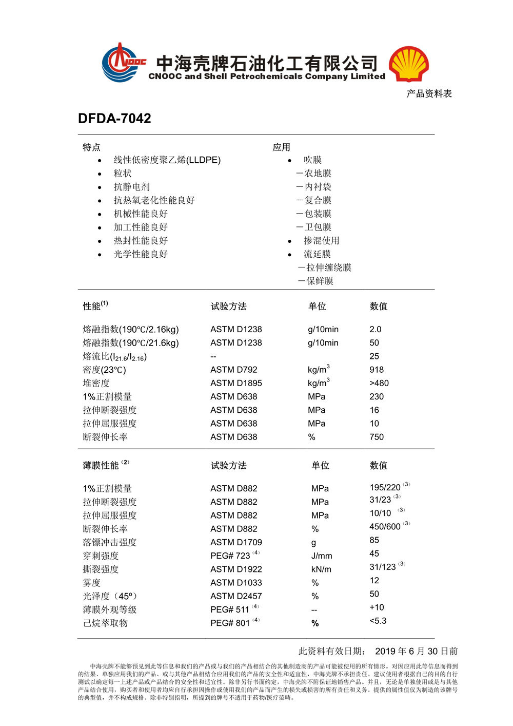 【7042】lldpe中海壳牌7042